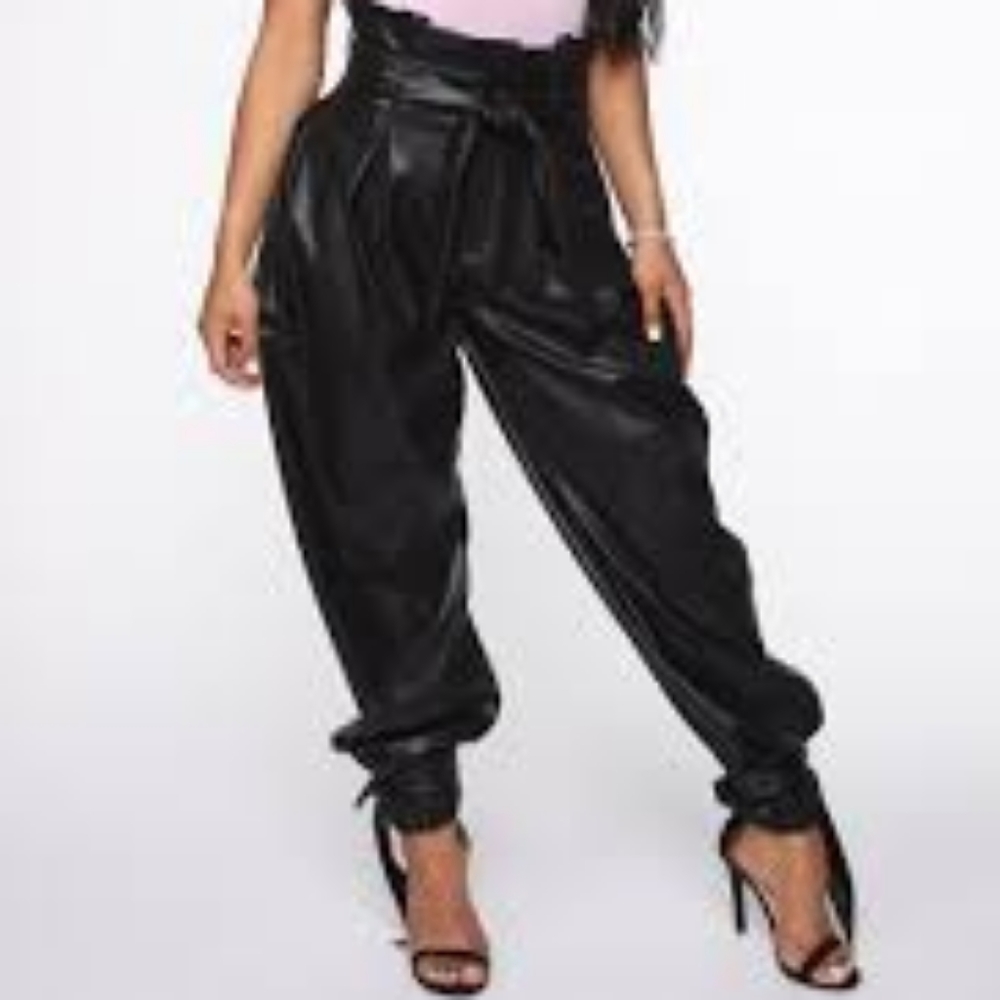 Got Your Love Faux Leather Jogger Pant - Black Small